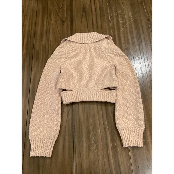 L'Academie Marianna Hewitt Imani Boucle Knit Pullover Crop Sweater Beige XS - Picture 2 of 8